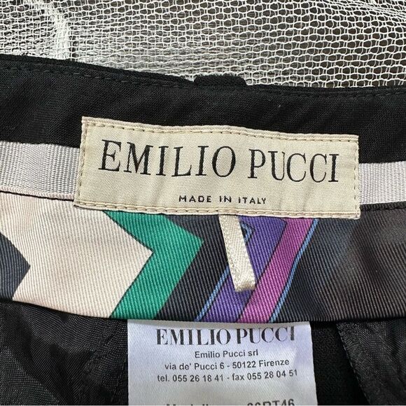 Emilio Pucci Black Stretch Wool Trousers Sz 12 - Picture 7 of 13